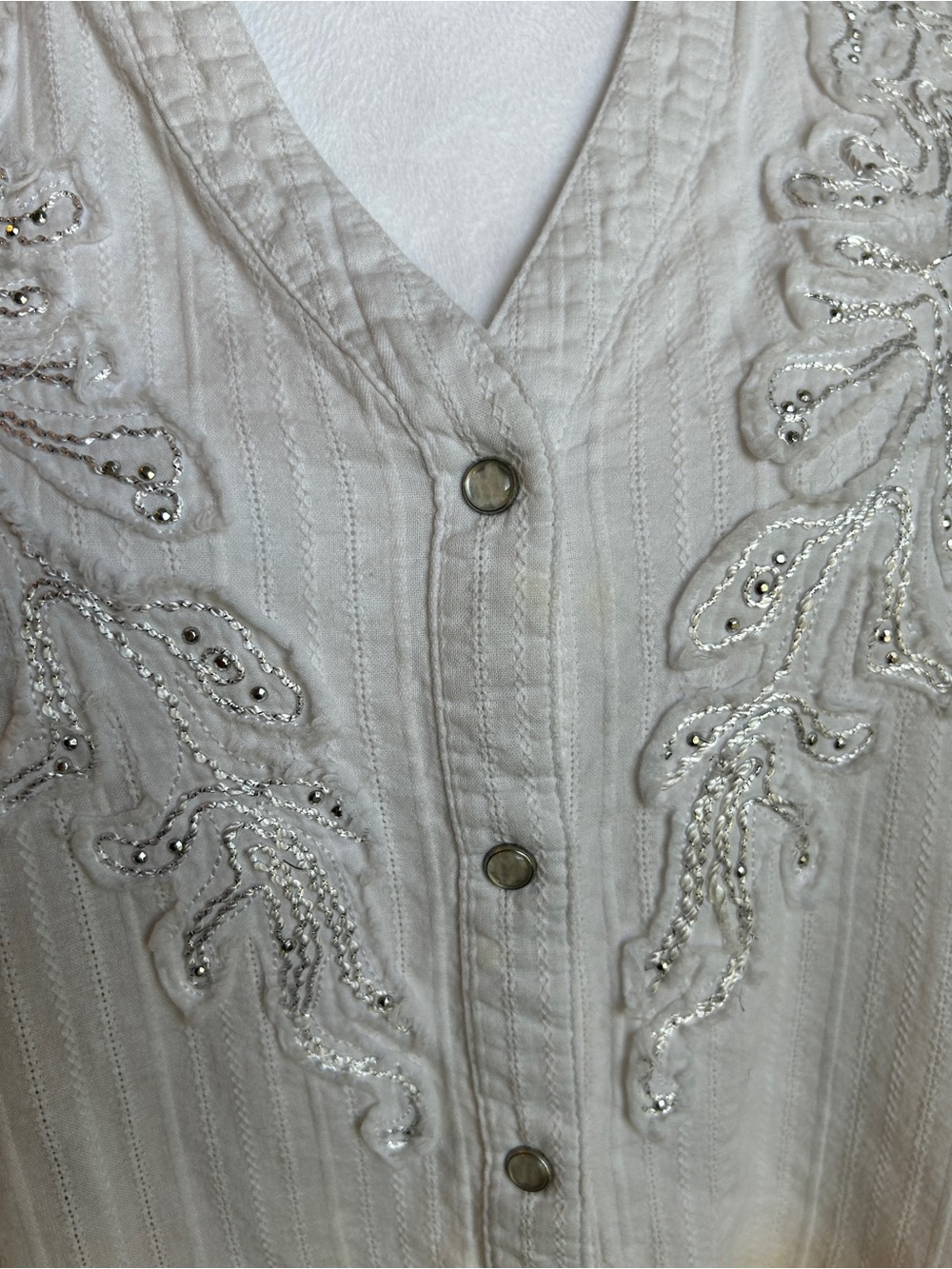 REBA Gauzy Cotton Coastal Cowgirl Ombré Pearl Snap Blouse Size XL - Picture 3 of 7